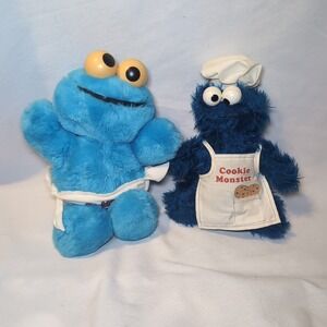 Vintage Knickerbocker Plush & Luvs Softies Cookie Monster Rattle Eyes Apron 9"